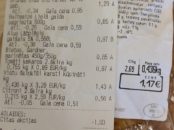Nesakrīt preces veikala cena ar čekā izsisto