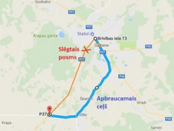 Slēdz autoceļa Madona-Gulbene posmu pie Gulbenes